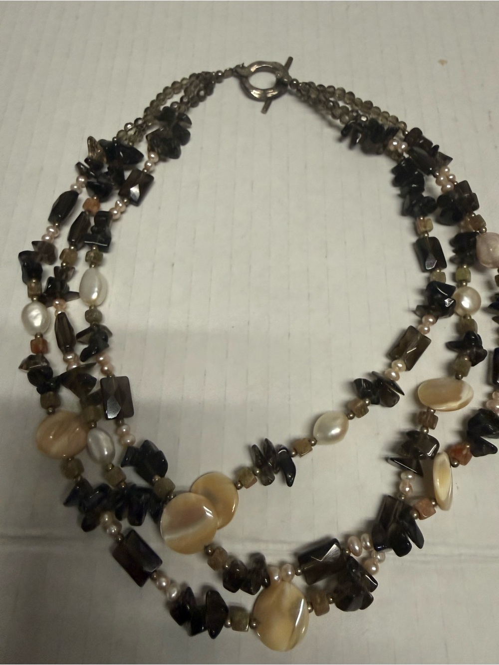 Multi-Strand Smoky Brown and Pearl Women's Necklace